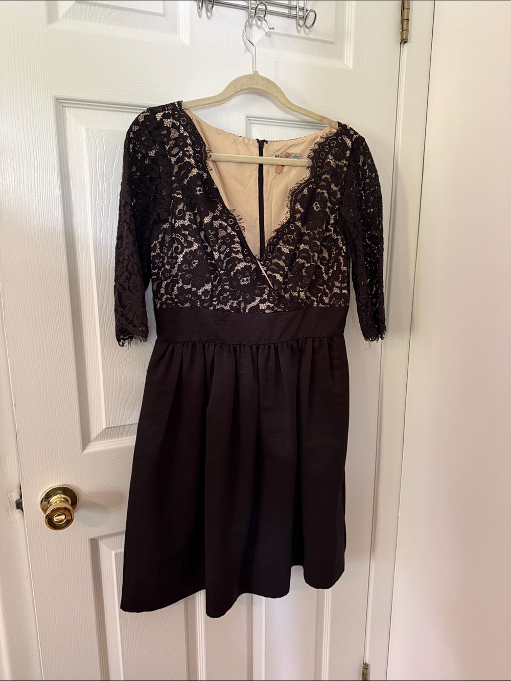 Eliza J Black Lace & Nude Cocktail Dress